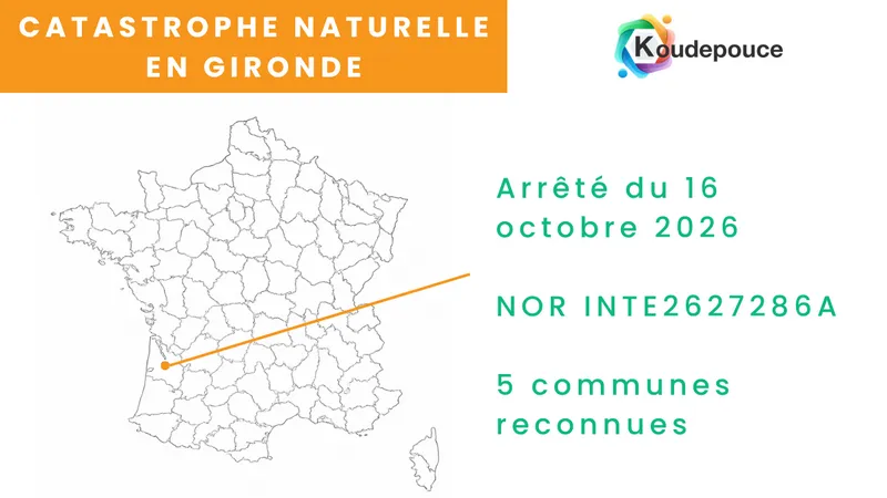 Catastrophe naturelle en Gironde (33) – Arrêté du 16 octobre 2026